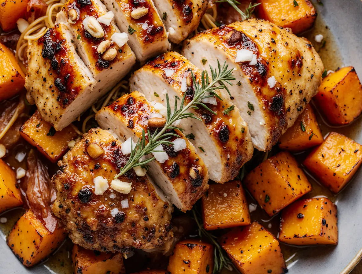 maple glazed chicken with sweet potatoes