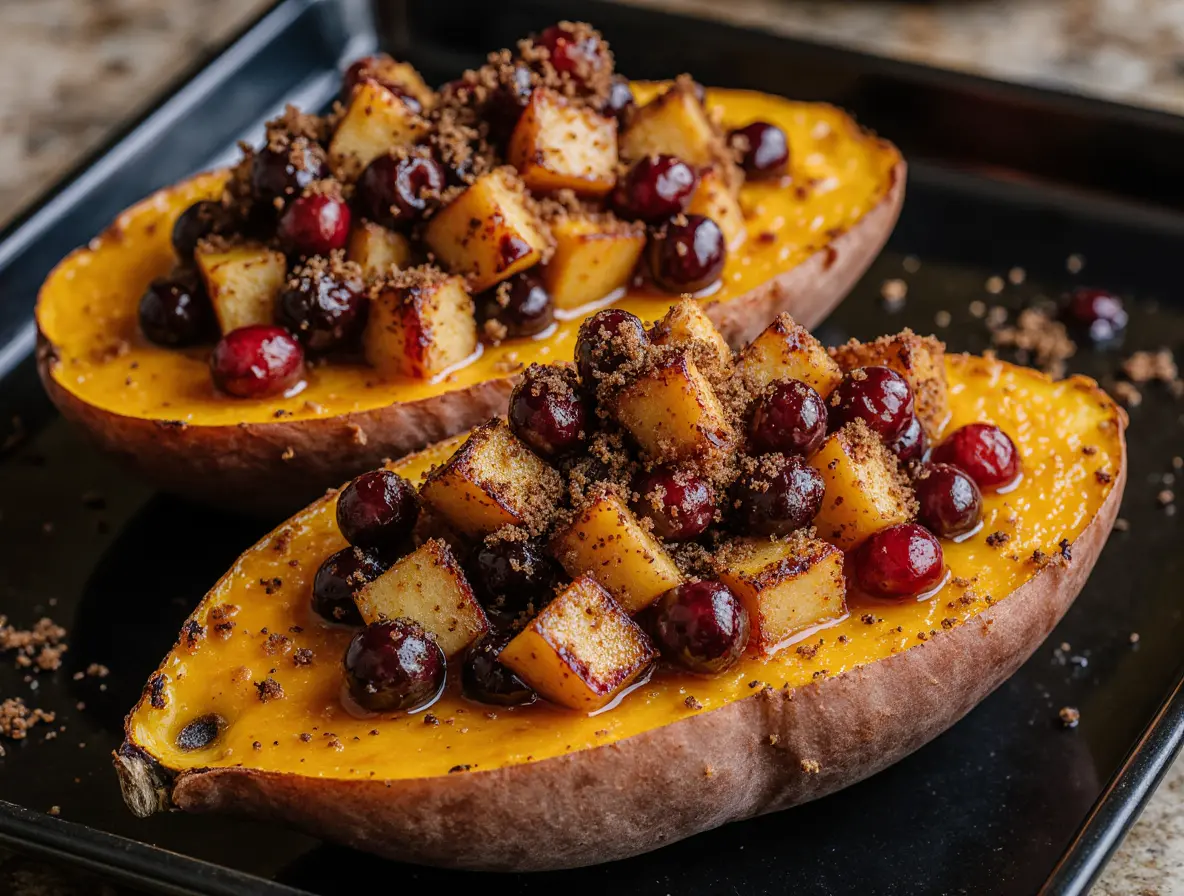 Cranberry Apple Twice-Baked Sweet Potatoes