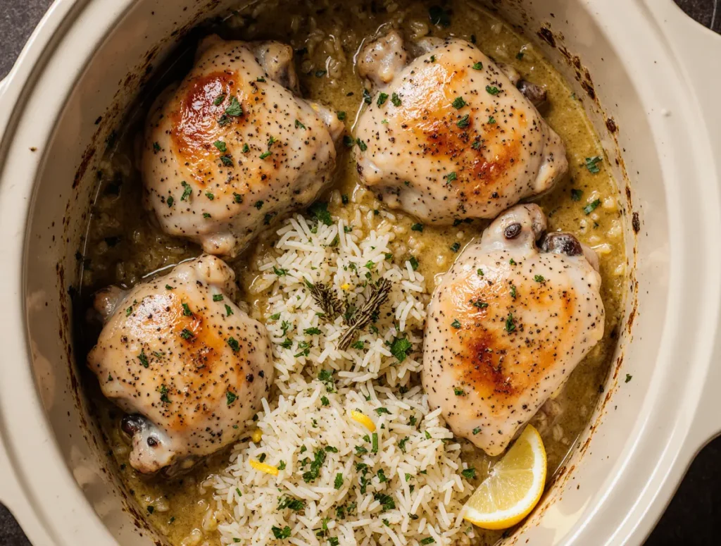 Crockpot Lemon Chicken and Rice