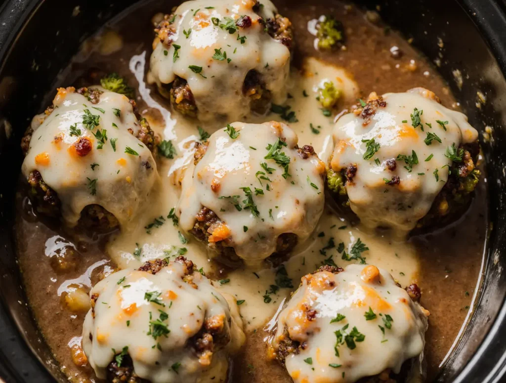 Crockpot French Onion Meatballs